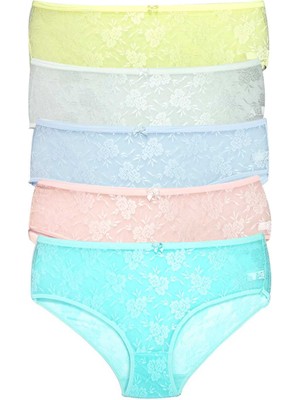 Kuzgun Ticaret 5 Adet Kadın Komple Tül Dantel Bato Külot