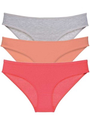 Ne Verelim Size 3 Adet Süper Eko Set Likralı Kadın Slip Külot Gri Pudra Fuşya