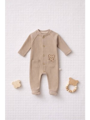 Pure Nest Tulum Premium Organik Pamuk Fitilli Vizon Tonlu Günlük Bebek Tulum