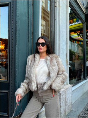 Moda Durağı Yakasız Ithal Premium Kaliteli Kürk Taş