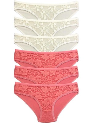 Ne Verelim Size 6 Adet Önü Dantelli Transparan Kadın Slip Külot S35