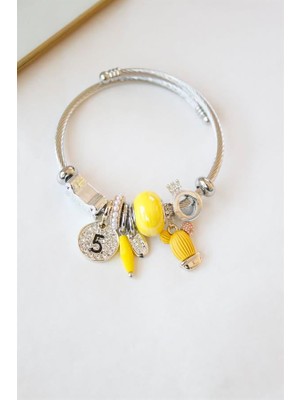 Ne Verelim Size Çelik Charmlı Kaktüs Bilezik - Sarı