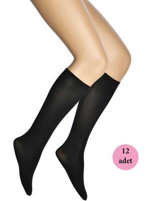 Ne Verelim Size 12 Adet Mikro 40 Dizaltı Kadın Çorap Siyah 500