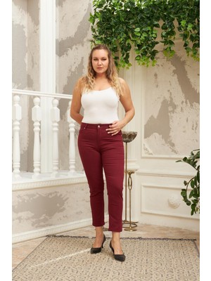 Rmg Büyük Beden Bordo Pamuk Pantolon1