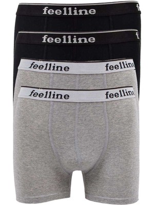 Ne Verelim Size 4 Adet Feelline Siyah ve Gri Pamuklu Doğal Likralı Erkek Boxer