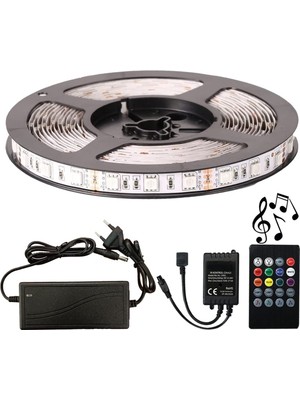 Hype Store Rgb Şerit LED Tak Çalıştır Sese ve Müziğe Duyarlı Kumanda 5050 3 Çipli Iç Mekan Silikonsuz… (10 Metr
