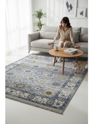 Dokuma Tabanlı Etnik Desenli Yıkanabilir Baskılı Kilim Salon Mutfak Yolluk