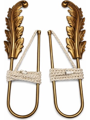 Dekoratif Yaprak Fon Perde Tutacağı| Delme & Vida Yok Pratik Kullanım 1 Adet Antik