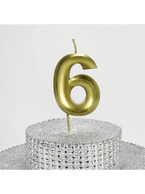 Hype Store Parti Vitrini 6 Altı Rakamlı Gold (Altın) Mum 6.5 cm