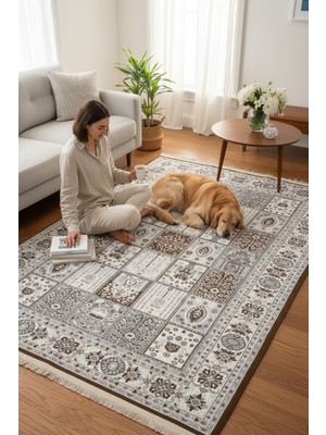 Dokuma Tabanlı Etnik Desenli Yıkanabilir Baskılı Kilim Salon Mutfak Yolluk