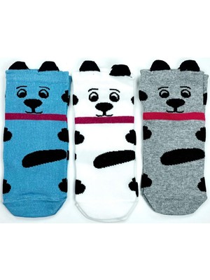 Ne Verelim Size 3 Çift Köpek Temalı 3 Boyutlu Kulaklı Pamuklu Yumuşak Kadın Bilek Çorap