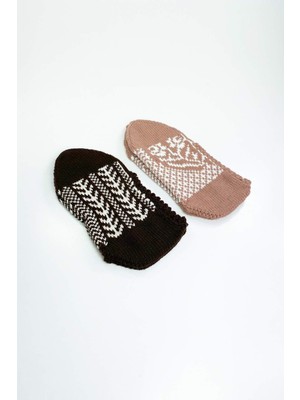 Ne Verelim Size 2 Çift El Örgüsü Kışlık Şık Kadın Yün Patik Set 10
