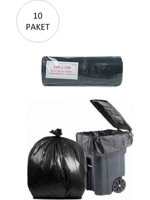Kuzgun Ticaret Hantal Boy Çöp Torbası 100 x 150 cm 10 Lu Rulo x 10 Paket = 100 Adet (Siyah)