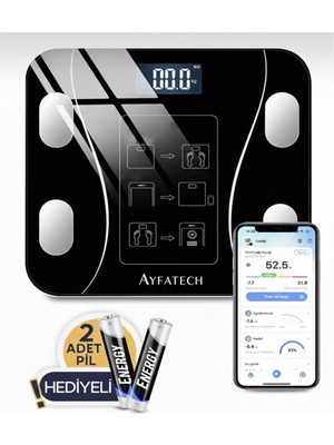 Ayfatech Dijital Baskül Cam Malzeme ile Şık Tasarım ve LCD Ekran Özellikli Kilo Ölçer