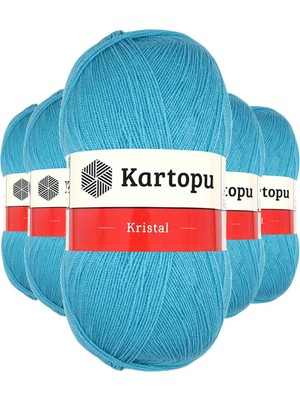 Kuzgun Ticaret 5 Adet Kristal Çift Katlı El Örgü Lif Ipi Turkuaz K515