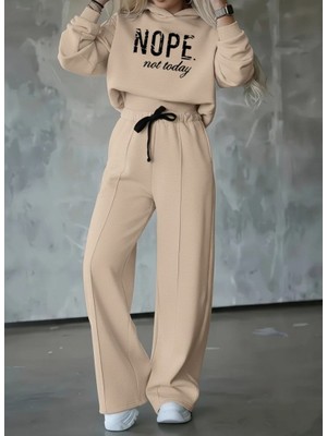 Marsilyan Kadın Uzun Kollu Nope Baskılı Beli Ribanalı Ikili Takım