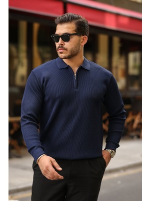 Marsilyan Erkek Selanik Örme Yakalı Uzun Kollu Triko