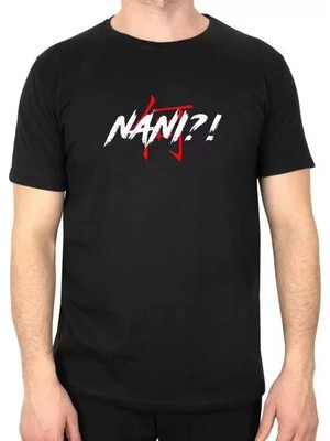 Marsilyan Unisex Bisiklet Yaka Baskılı Oversize T-Shirt - Siyah