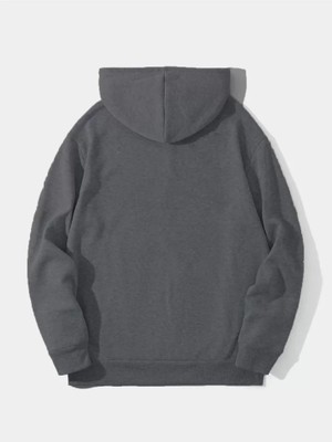 Marsilyan Erkek Düz Kapüşonlu Sweat - Füme