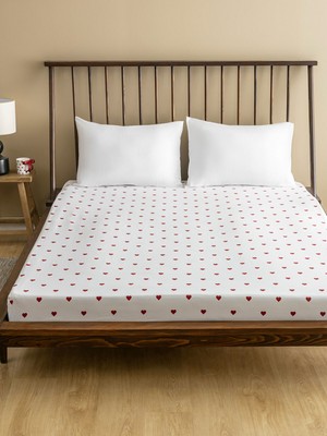 Lc Waikiki Yeni Sezon Kalp Baskılı Çift Kişilik Lastikli Çarşaf