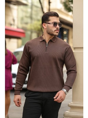 Marsilyan Erkek Selanik Örme Yakalı Uzun Kollu Triko