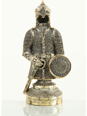 PremiumPort Altın Zırh Tasarımlı Ayetel Kürsi Biblo, Şık ve Zarif Dekorasyon Parçası