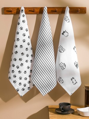 Lc Waikiki Yeni Sezon Kedi Baskılı Kurulama Bezi 3'lü 40X50 cm