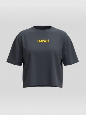 Broco Kadın Oversize Yumuşak Kumaş Empati Crop T-Shirt