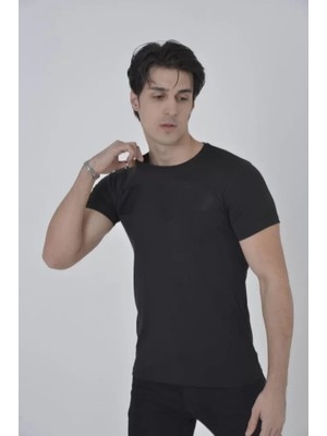 Marsilyan Unisex Göğüs File Aksesuarlı T-Shirt - Siyah