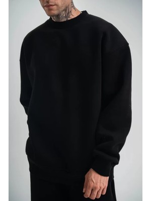 Marsilyan Uzun Kol Bisiklet Yaka Basic Sweatshirt - Siyah