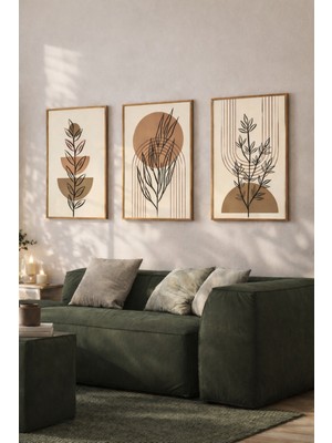 PremiumPort Şık Minimalist Line Art Boho 3'lü Tablo Seti ile Dekorunuza Zenginlik Katın