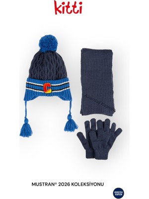 Mustran 4–8 Yaş Kız Erkek Çocuk Bere Atkı Eldiven 3’lü Kışlık Set | Polar Içli Triko | Yeni Sezon 2026
