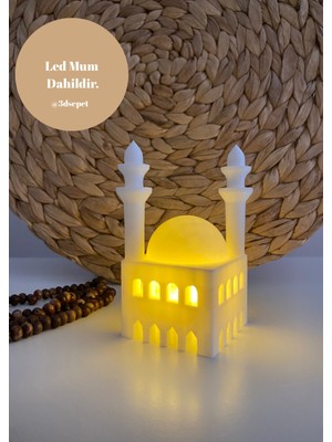 PremiumPort Camii Şeklinde LED Mumluk, Ramazan ve Bayram Hediyesi, Şık Dekorasyon