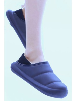 Hyggers Siyah Içi Yünlü Panduf Su Geçirmez Rahat Son Moda Ev Ofis Terliği