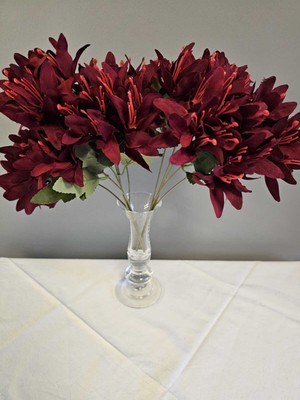 PremiumPort Şık Bordo Çan Çiçekli El Buketi ve Vazo Dekorasyon Seti