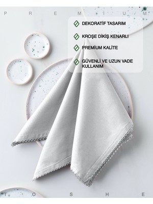 PremiumPort 2'li %100 Pamuk Beyaz Peçete 43X43 cm Mutfak ve Sunum Takımı