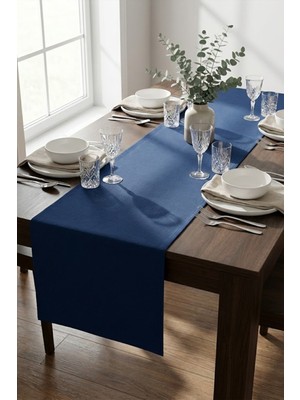 PremiumPort Bohem Lacivert Dekoratif Runner, Yemek ve Salon Masası Için 50X150 cm