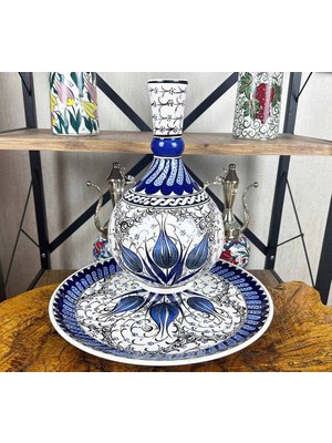 Çini Evi Yurt Dışına Vip Hediye Iznik Çini Vazo Tabak Seti