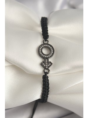 FRY Pirinç Füme Renk Zirkon Taşlı Venüs Mars Asansörlü Makrome Model Kadın Bileklik