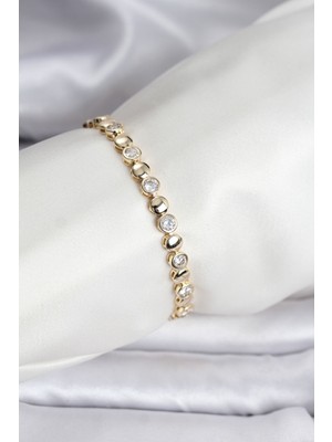 FRY 14K Gold Renk Kaplama Zirkon Taşlı cm Kadın Bileklik