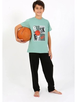 Marsilyan Erkek Çocuk Kısa Kol Penye Pijama Takım Suyeşili