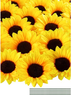 PremiumPort 10 Adet Yapay Lüx Ayçiçeği Kafa, Papatya, Yıldız, Gül ve Çiçek Dekorasyonu