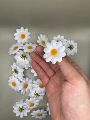 PremiumPort Beyaz Papatya Süs Çiçeği 25’li Paket, El Işi, Nikah ve Hediye Süsleme