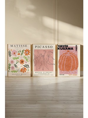 PremiumPort Modern Sanat Eserleri 3'lü Poster Seti, Şık ve Çerçevesiz Tasarım