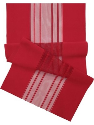 PremiumPort Kırmızı Dokuma Kumaş Modern Runner ve Amerikan Servis Masa Örtüsü Seti