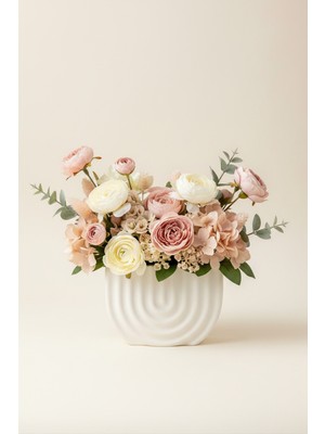 PremiumPort Bohem Desenli Beton Dekoratif Vazo 15X10 Cm, Modern ve Şık Saksı