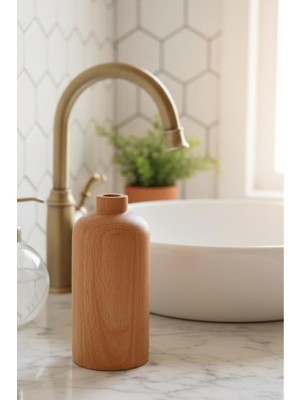 PremiumPort Küçük Ahşap Vazo, Dekoratif Saksı, 16 Cm, Şık ve Doğal Tasarım