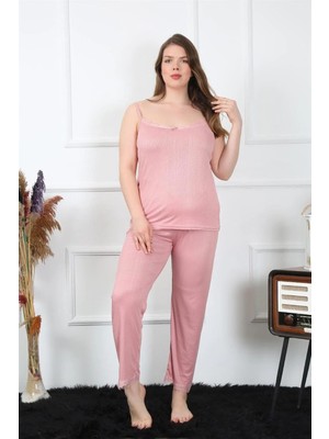 Marsilyan Kadın Büyük Beden Pudra Ip Askılı Pijama Takım