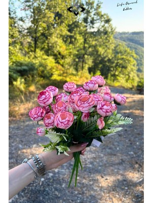 PremiumPort 5 Dallı Yapay Ranunculus Düğün Çiçeği, 35 Cm, Doğal Görünümlü