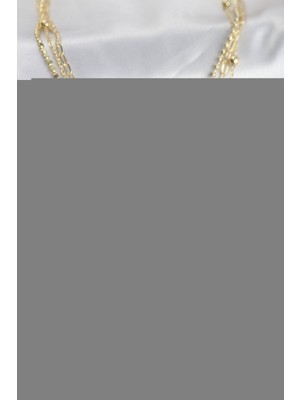 FRY Pirinç Gold Renk Güneş Model Detaylı 3'lü Kombin Y Kadın Kolye